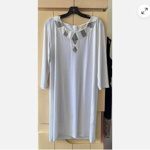 Michael kors white dress with sequin collar round neck size L cover up